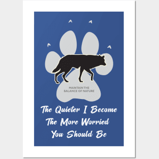 Quieter Wolf White Words Posters and Art